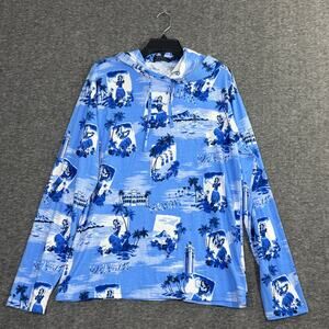 Polo RALPH LAUREN Hooded T-Shirt Blue Hawaiian Aloha Hula Hoodie Men's Medium